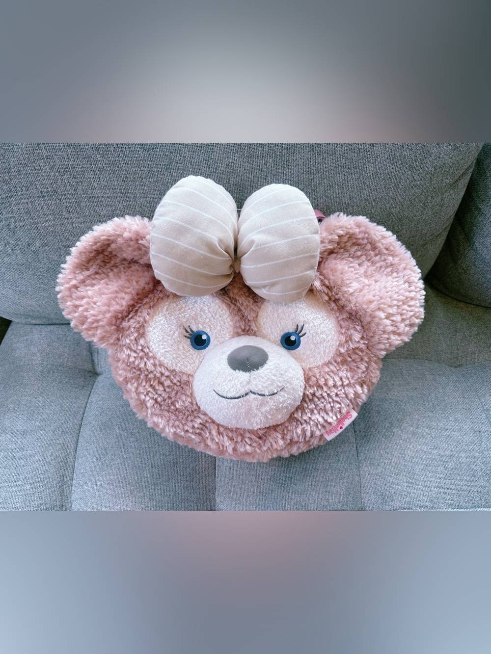 Disney Duffy Bear Plush Face Pillow - Blush Pink with Cream Bow